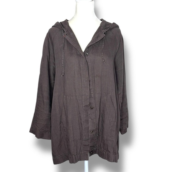 Eileen Fisher, Organic Linen Cardigan, Hoodie Size Small Oversized Jacket - Picture 1 of 11